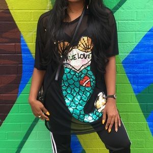 Sheer Mermaid Sequin Top